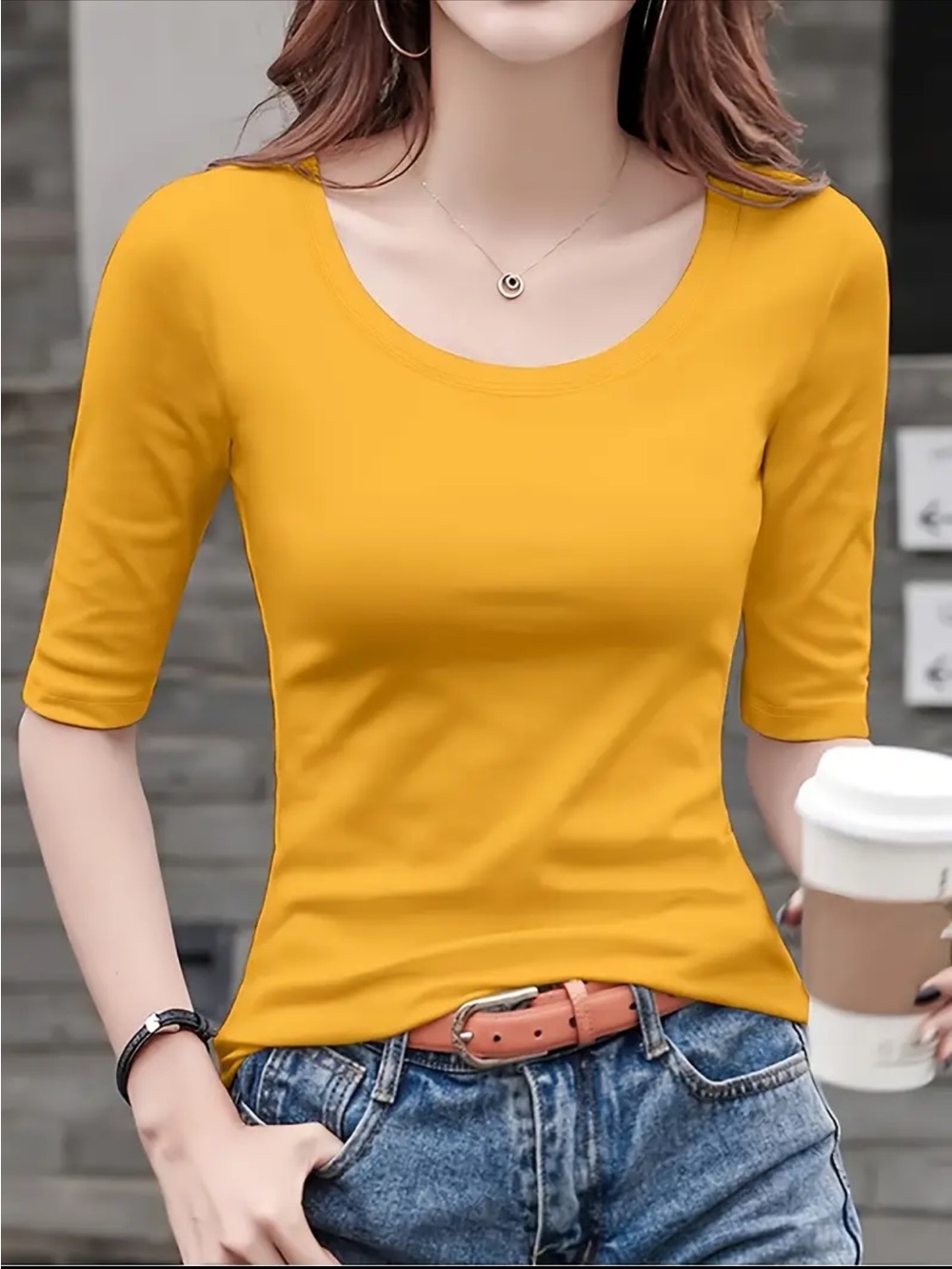 Sexy Form Fitting Pair of 3/4 Sleeves Tops XL